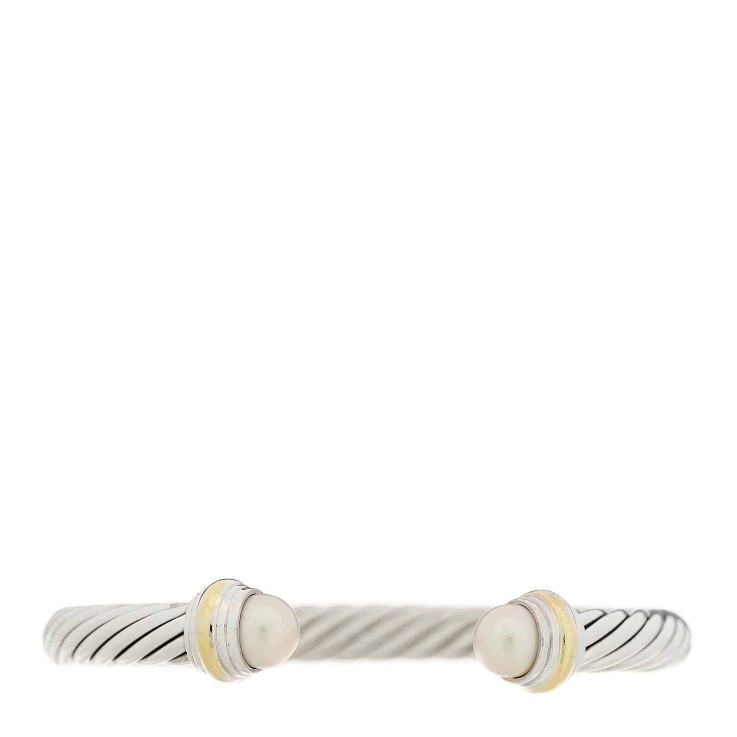 Sterling Silver 18K Yellow Gold Pearl 7mm Cable Classics Bracelet