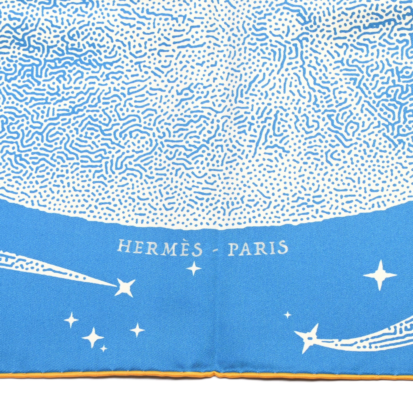 Silk Clair De Lune Double Face Scarf 90 Black Jaune D'Or Bleu