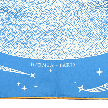 Hermes Silk Clair De Lune Double Face Scarf 90 Black Jaune D'Or Bleu 5 of 9