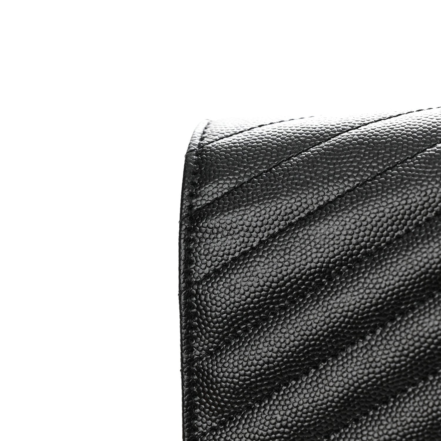 Saint Laurent Grain De Poudre Matelasse Chevron Monogram Monochrome Chain Wallet Black 10 of 11