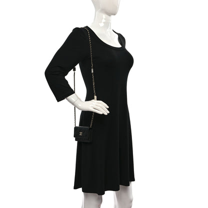 Chanel Caviar Quilted Card Holder With Charms On Chain Black 2 of 10