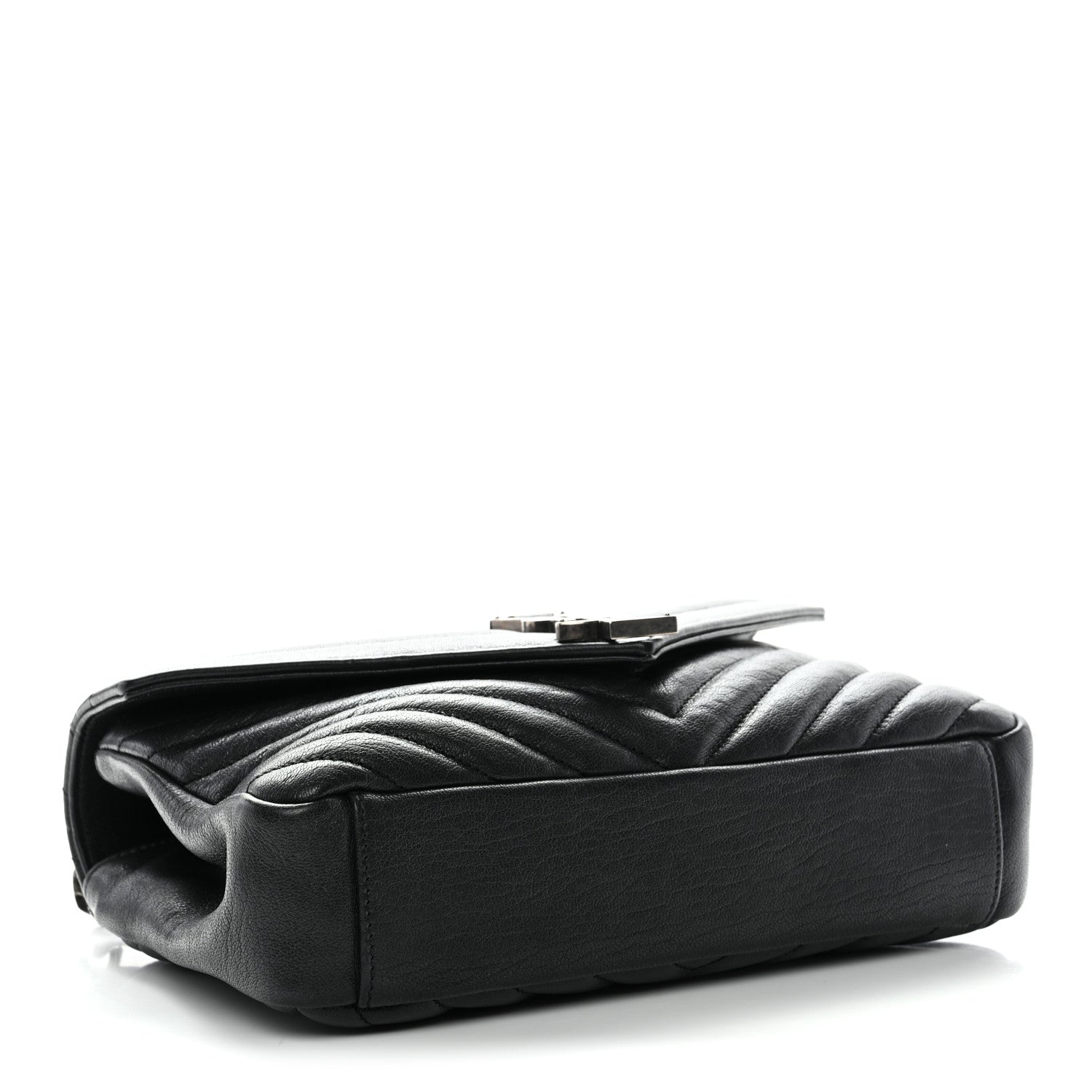 Saint Laurent Sheepskin Matelasse Chevron Monogram Medium College Bag Black 4 of 12