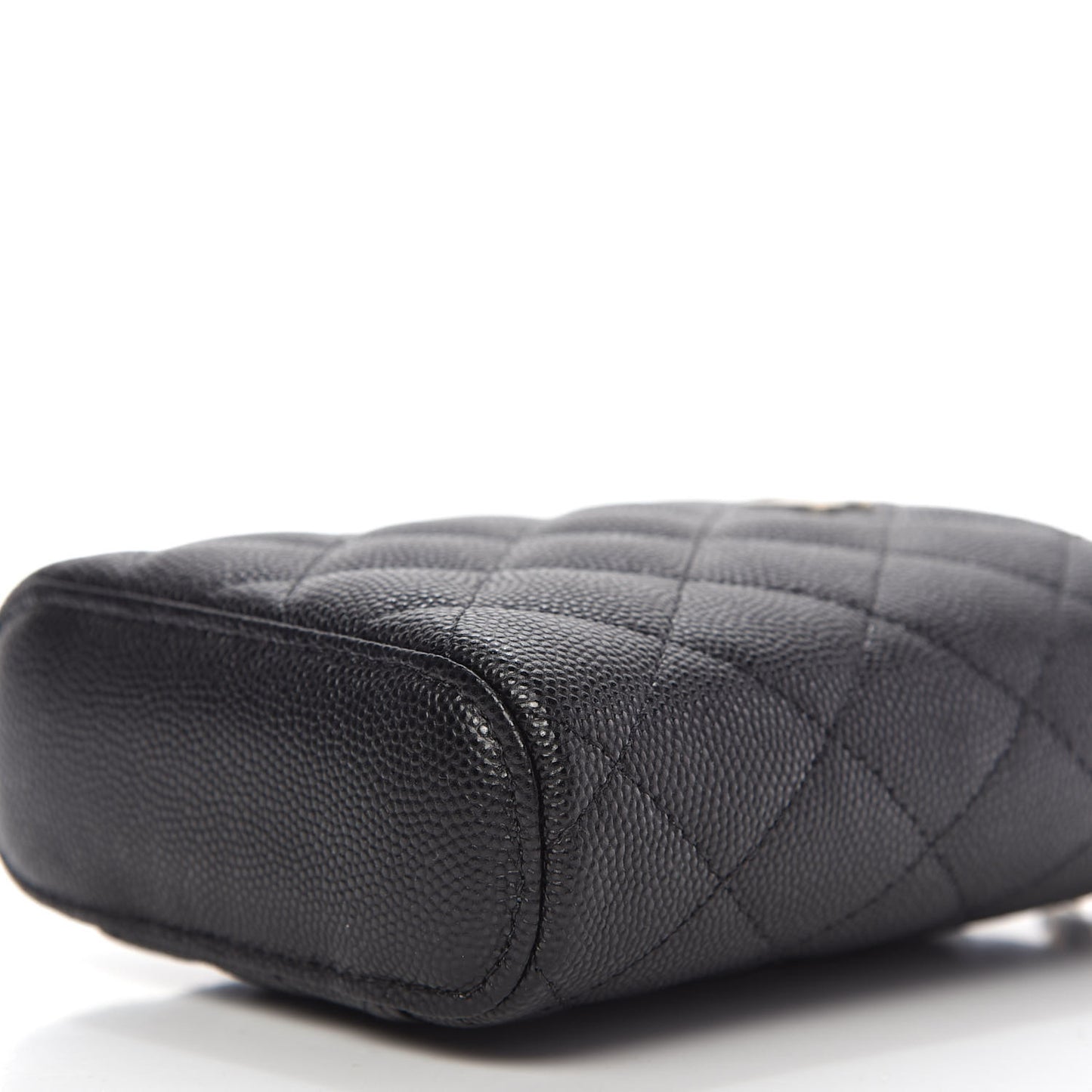 Caviar Quilted Small Vertical Coco Beauty Vanity Case With Chain Black