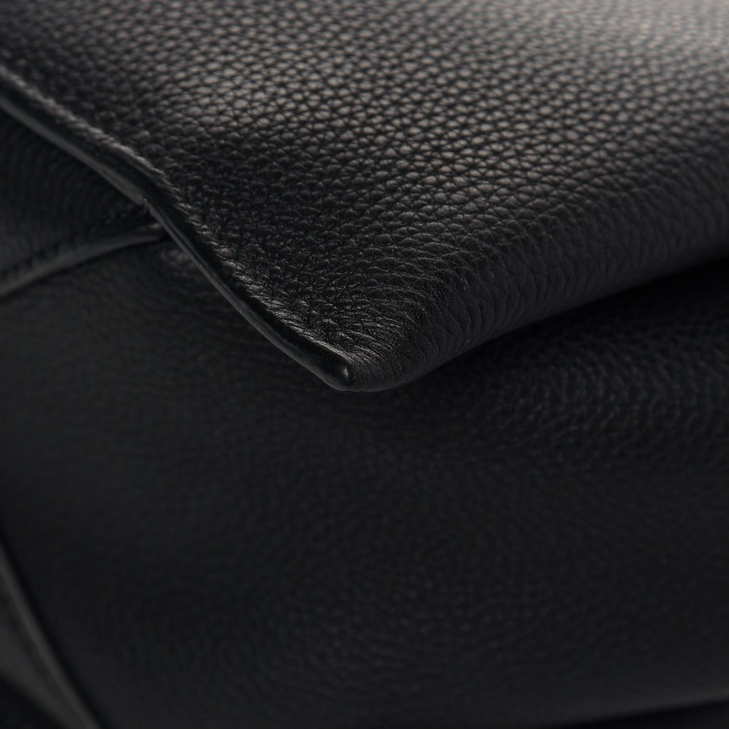 Baby Grained Calfskin Medium Tri-Fold Bag Black