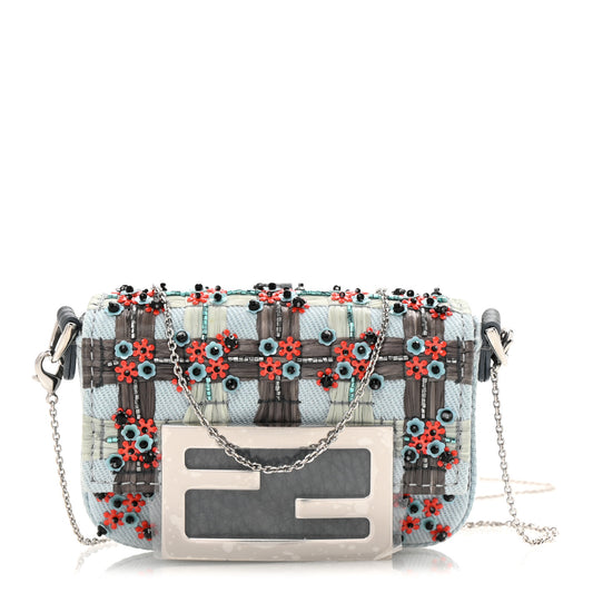 Canvas Beaded Nano Baguette Charm Blue Multicolor
