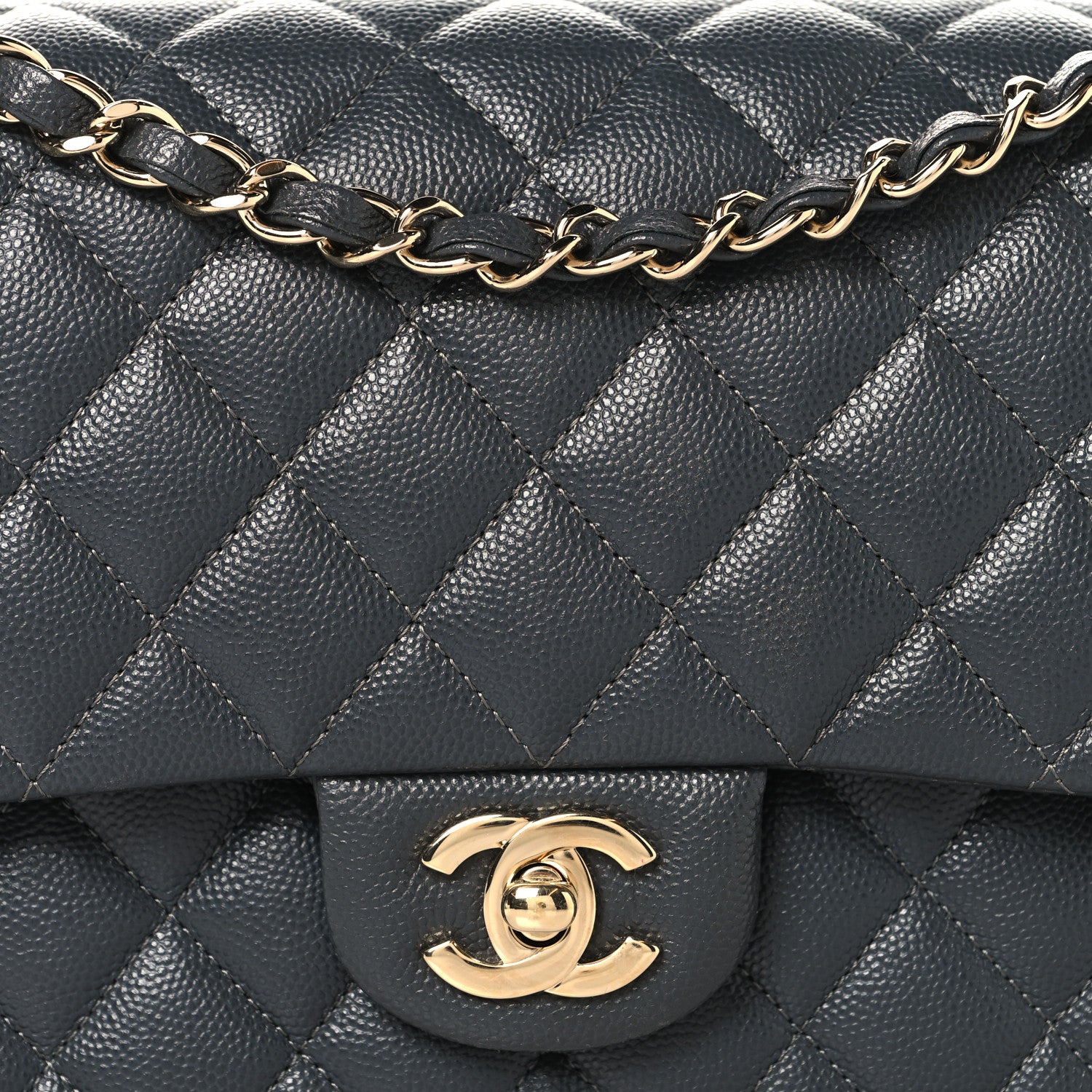 Chanel Caviar Quilted Medium Double Flap Dark Grey 8 of 10