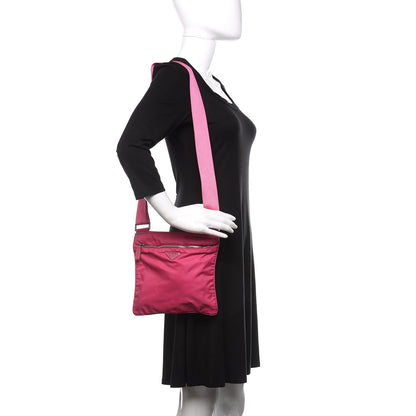 Prada Nylon Vela Flat Messenger Bag Fuxia 2 of 12