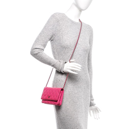 Chanel Iridescent Caviar Quilted Wallet on Chain WOC Pink 2 of 7