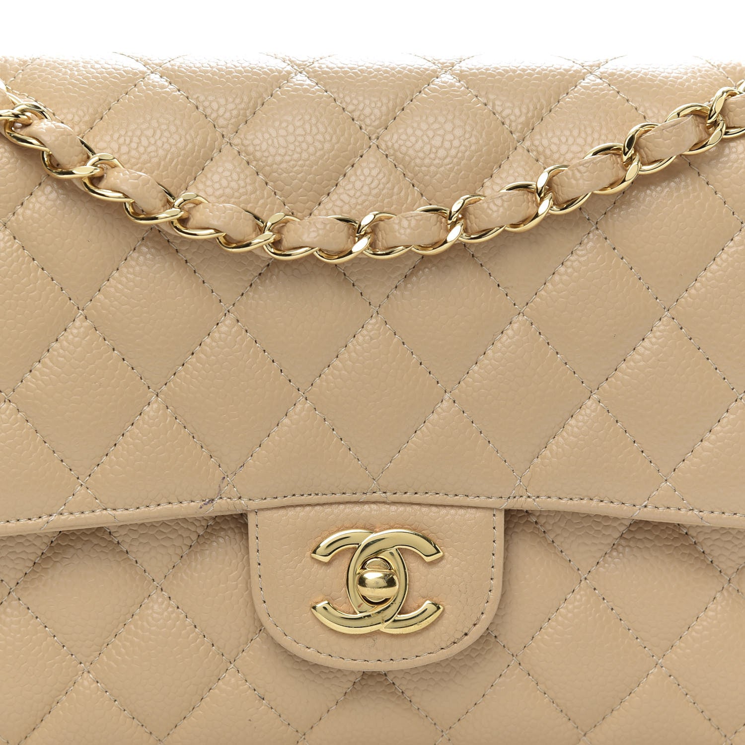 Chanel Caviar Quilted Medium Double Flap Beige Clair 10 of 10