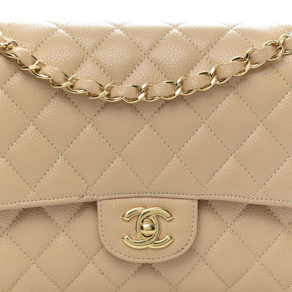 Chanel Caviar Quilted Medium Double Flap Beige Clair 10 of 10