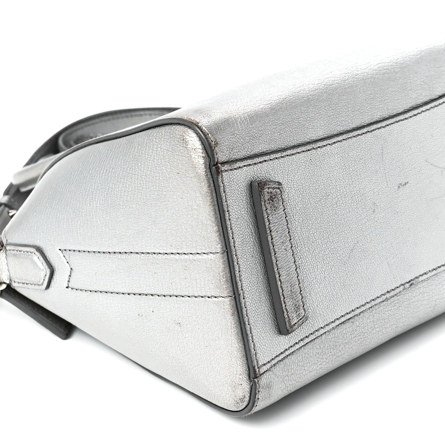 Metallic Sugar Goatskin Mini Antigona Silver