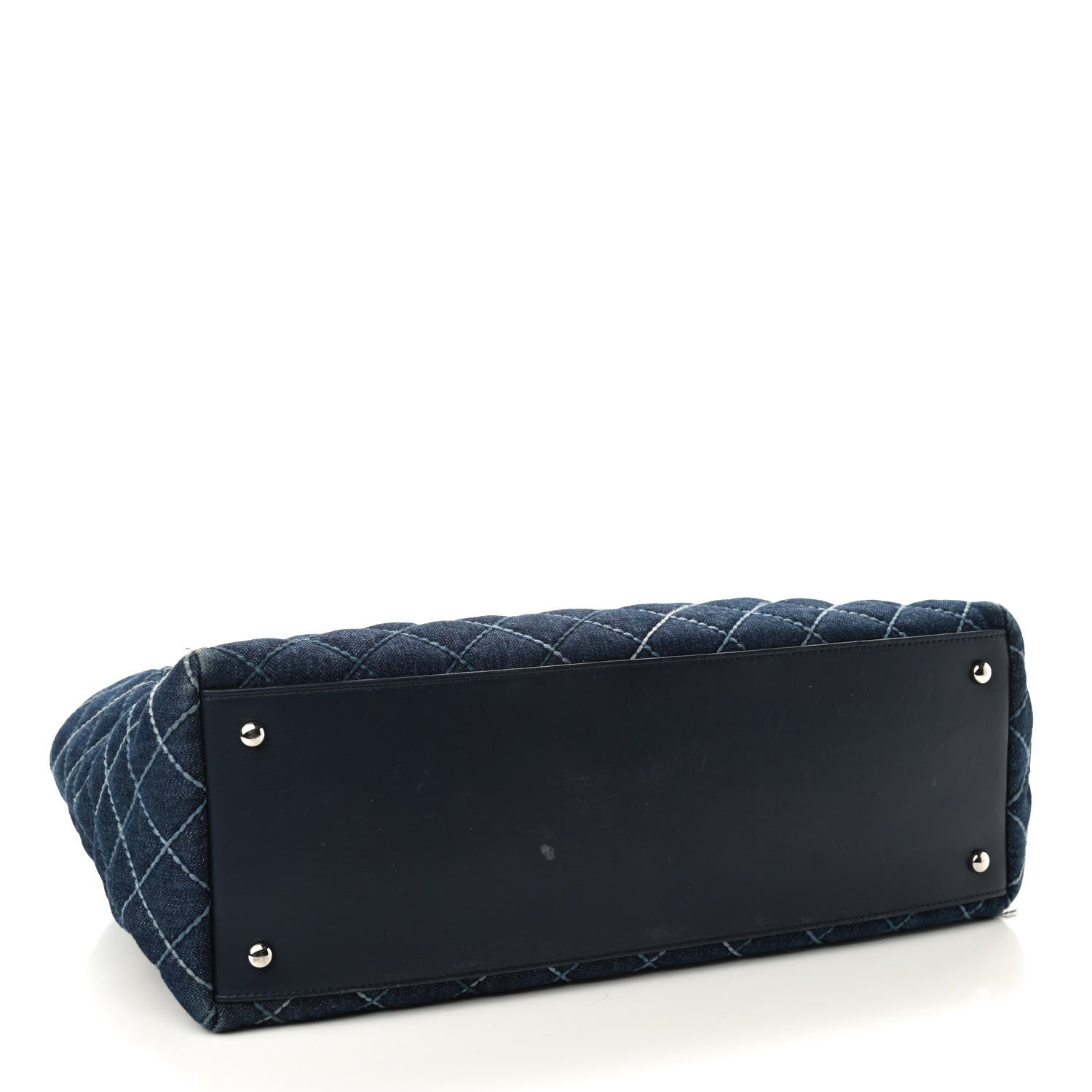 Chanel Denim Quilted Medium Coco Handle Shopping Tote Blue 4 of 13