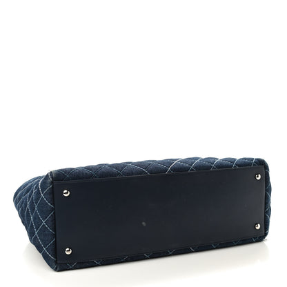 Chanel Denim Quilted Medium Coco Handle Shopping Tote Blue 4 of 13