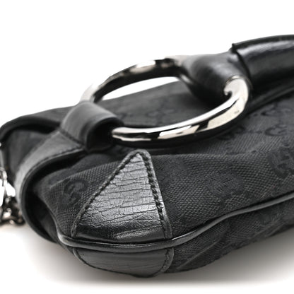 Gucci Monogram Horsebit Chain Clutch Black 8 of 9