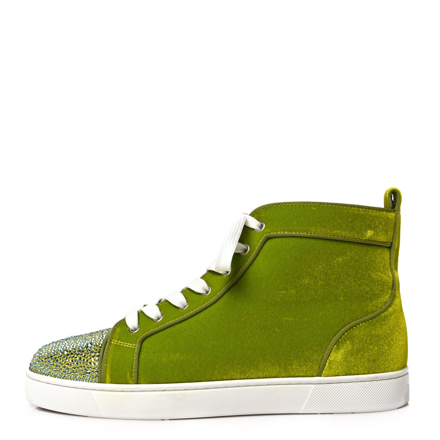 Christian Louboutin Velvet Calfskin Strass Womens Louis Flat Sneakers 41 Bourgeon Bianco 1 of 7