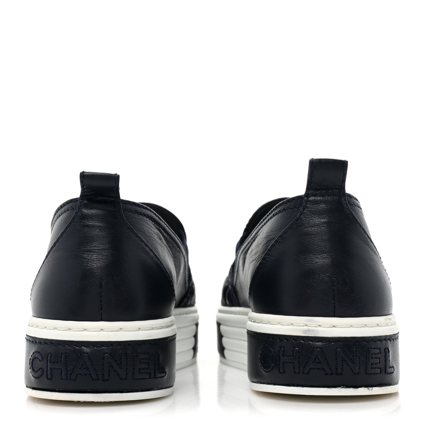 Lambskin Quilted Womens CC Stroll Sneakers 37 Dark Blue Black