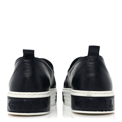 Chanel Lambskin Quilted Womens CC Stroll Sneakers 37 Dark Blue Black 4 of 9