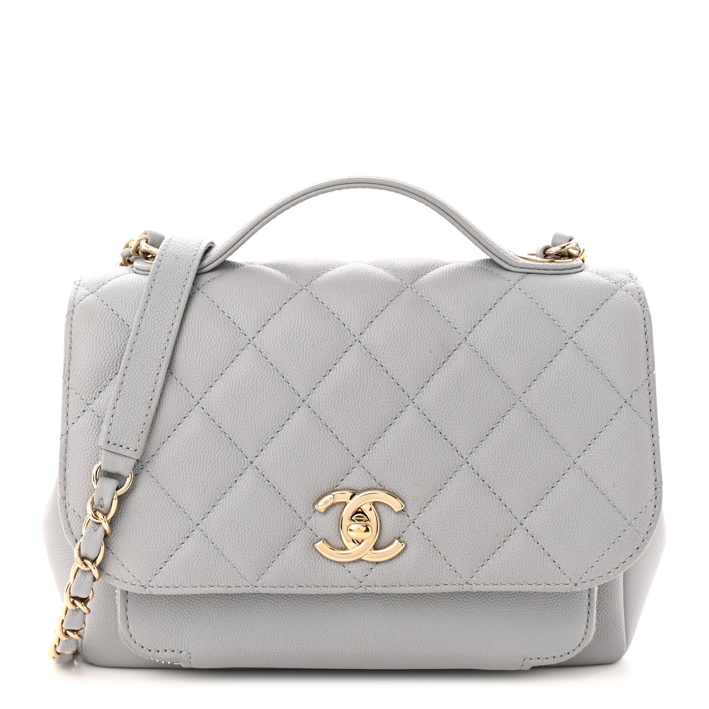 Caviar Quilted Medium Business Affinity Flap Grey