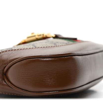 Gucci GG Supreme Monogram Azalea Calfskin Web Mini Jackie 1961 Hobo Beige Ebony Brown Sugar 9 of 10