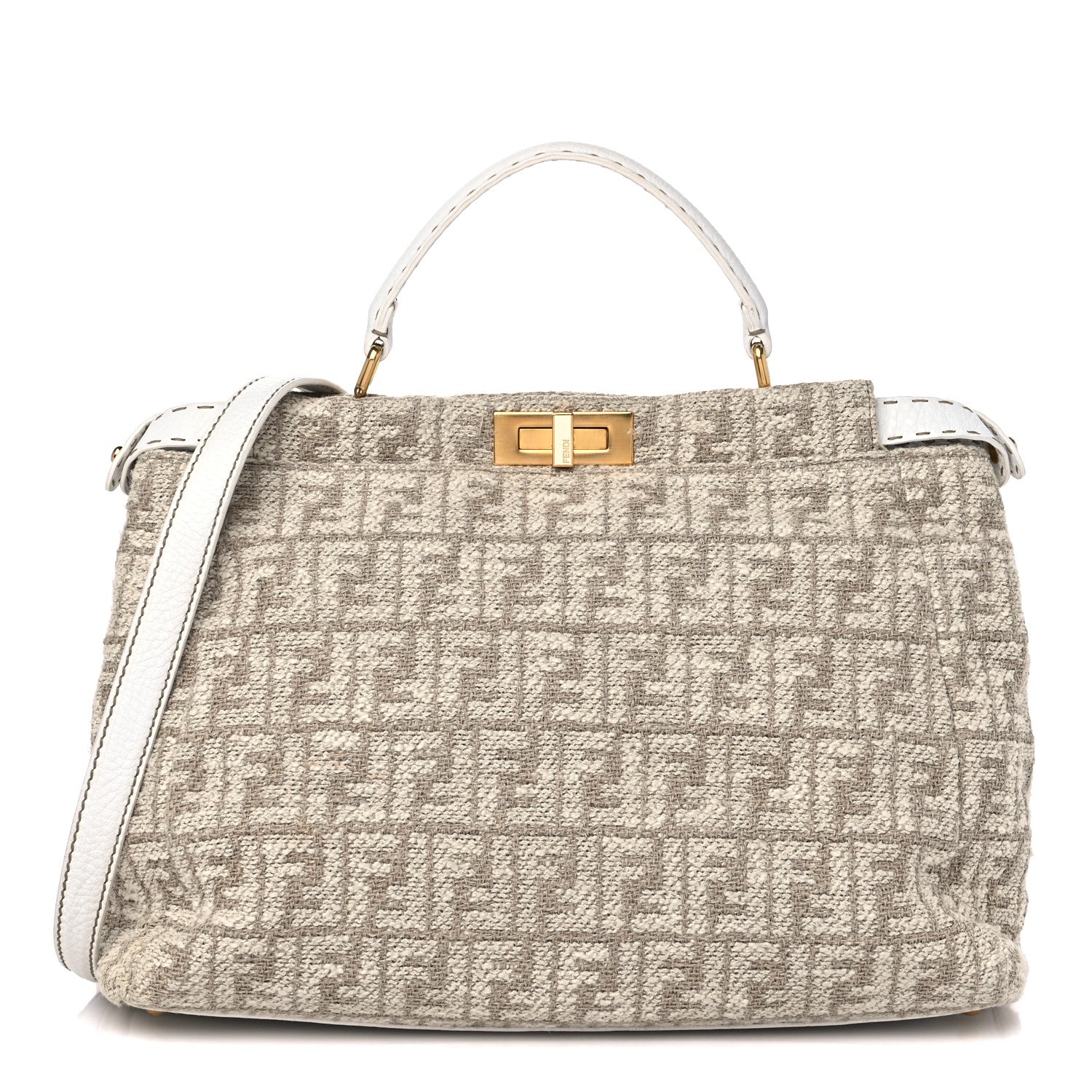 Fendi Corda Zucca Large Peekaboo Iconic Satchel White 1 of 11