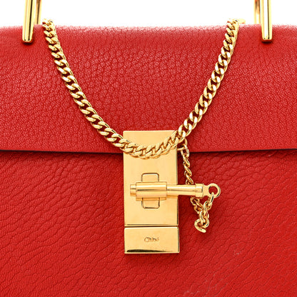 Chloe Grained Lambskin Mini Drew Shoulder Bag Plaid Red 8 of 11