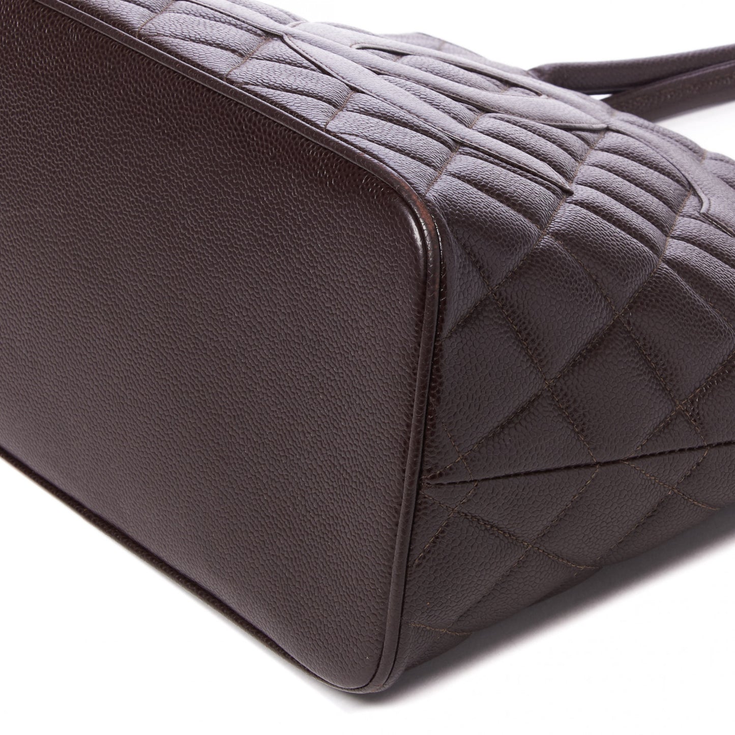 Caviar Quilted Medallion Tote Dark Brown