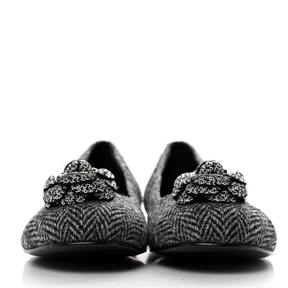 Chanel Tweed Quilted Camellia Ballerina Flats 40 Grey 3 of 11