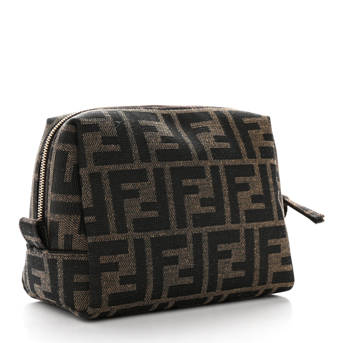 Fabric Jacquard FF 1974 Small Trapezoid Beauty Pouch Tobacco Moro Black