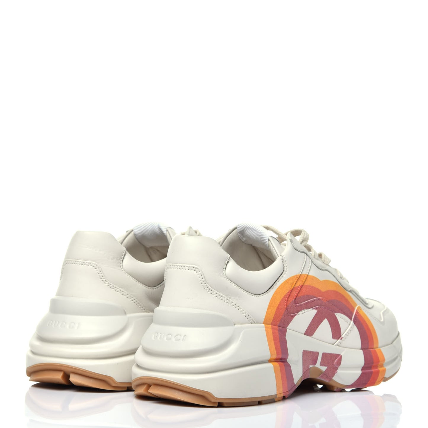 Calfskin Interlocking G Star Mens Rhyton Sneakers 9 Mystic White