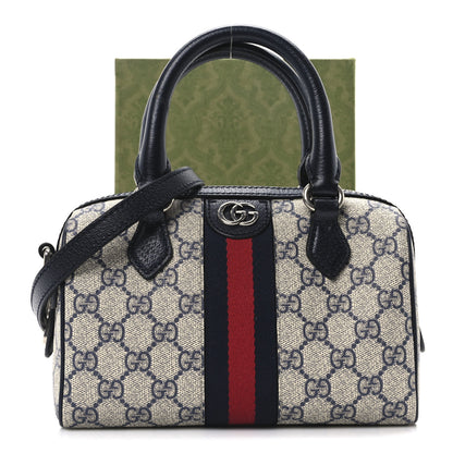 Gucci GG Supreme Monogram Textured Dollar Calfskin Web Mini Ophidia Top Handle Bag Beige Blue 11 of 11