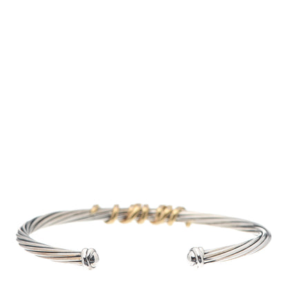 David Yurman Sterling Silver 18K Yellow Gold Diamond 4mm Helena Station Bracelet 3 of 4