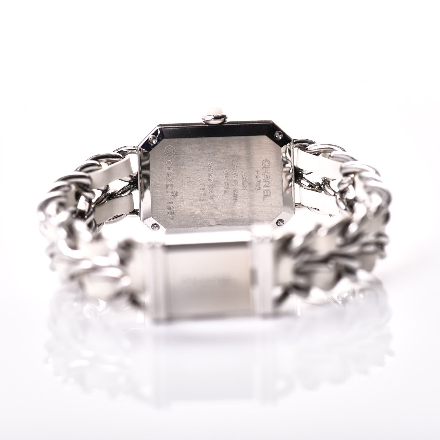 Chanel Stainless Steel Lambskin Mother of Pearl 20mm Chain Premiere Quartz Watch White M 4 of 7