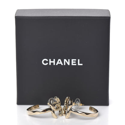 Chanel Metal Textured CC Hoop Earrings Gold 6 of 6
