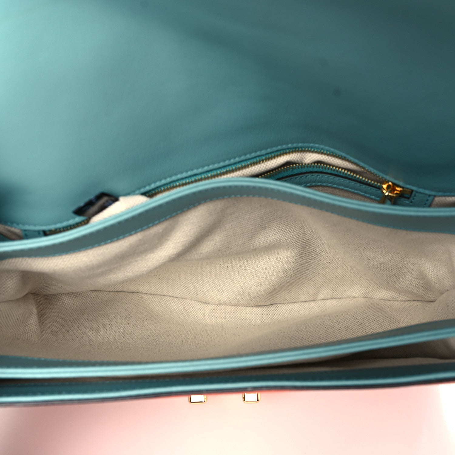 Gucci Wonka Grain Calfskin Bi-Color GG Debossed Medium GG Shoulder Bag Deep Orange Dusty Azure 5 of 9