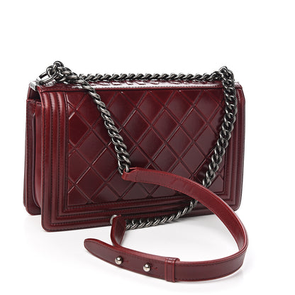 Chanel Calfskin Embossed New Medium Paris Salzburg Boy Flap Red 2 of 9