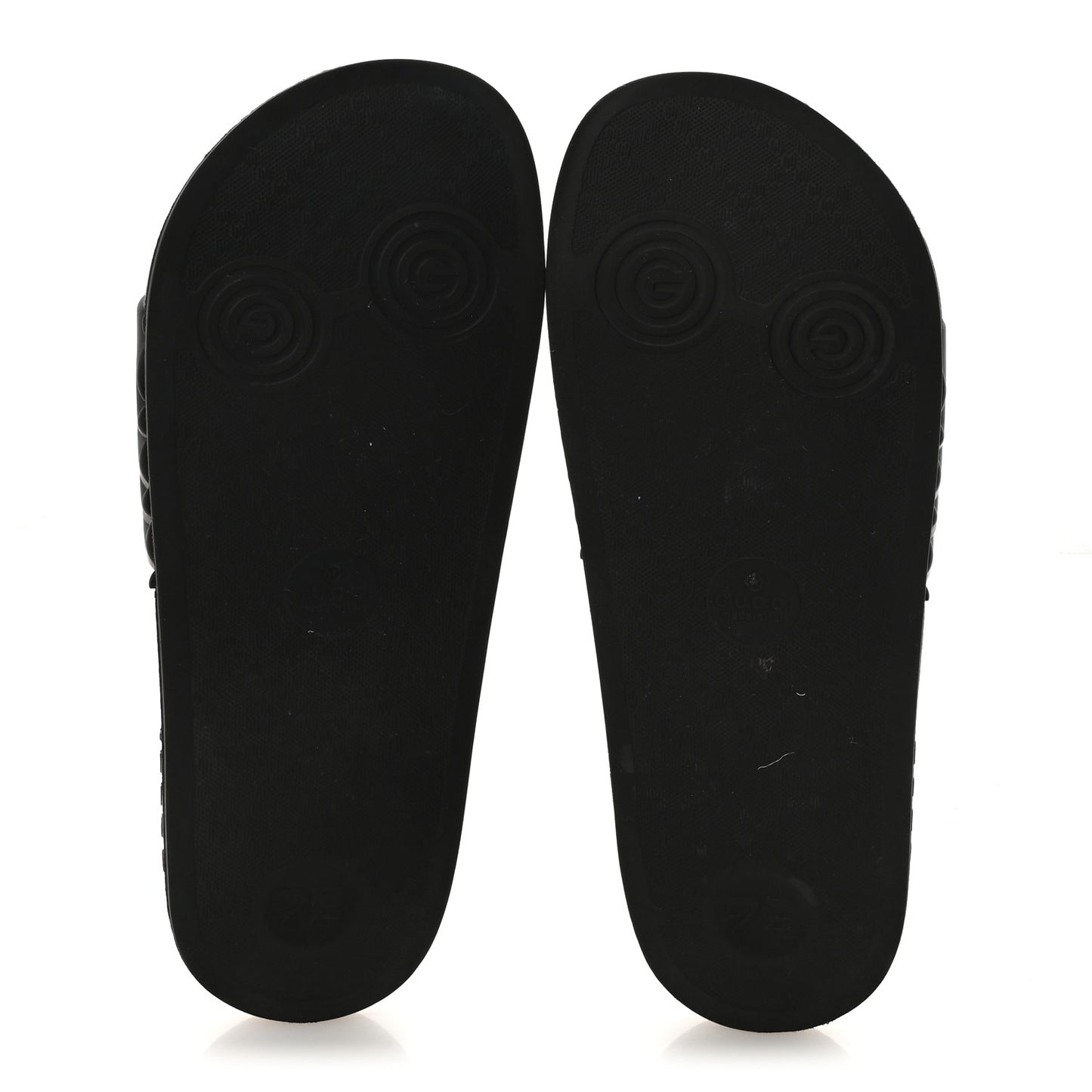 Rubber Matelasse Interlocking G Mens Slide Sandals 6 Black