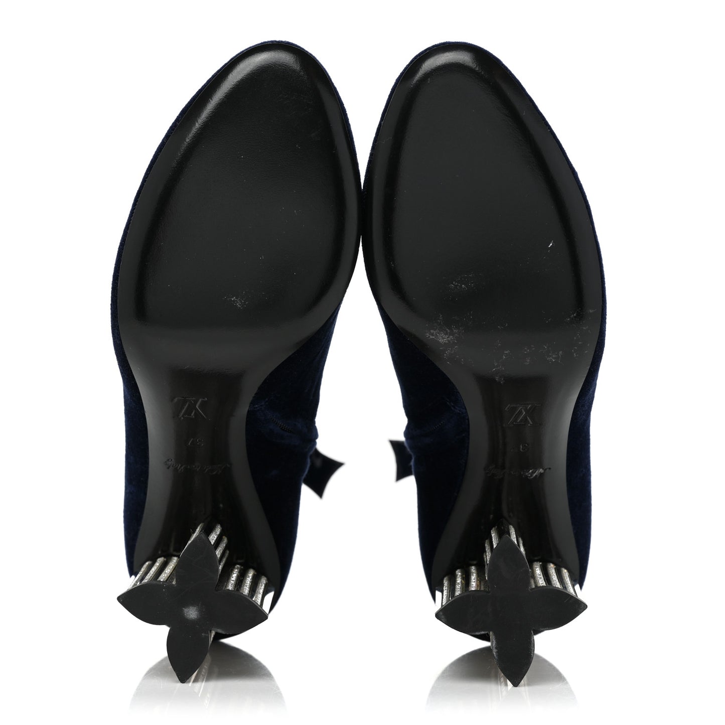 Velvet Silhouette Ankle Boots 37 Blue