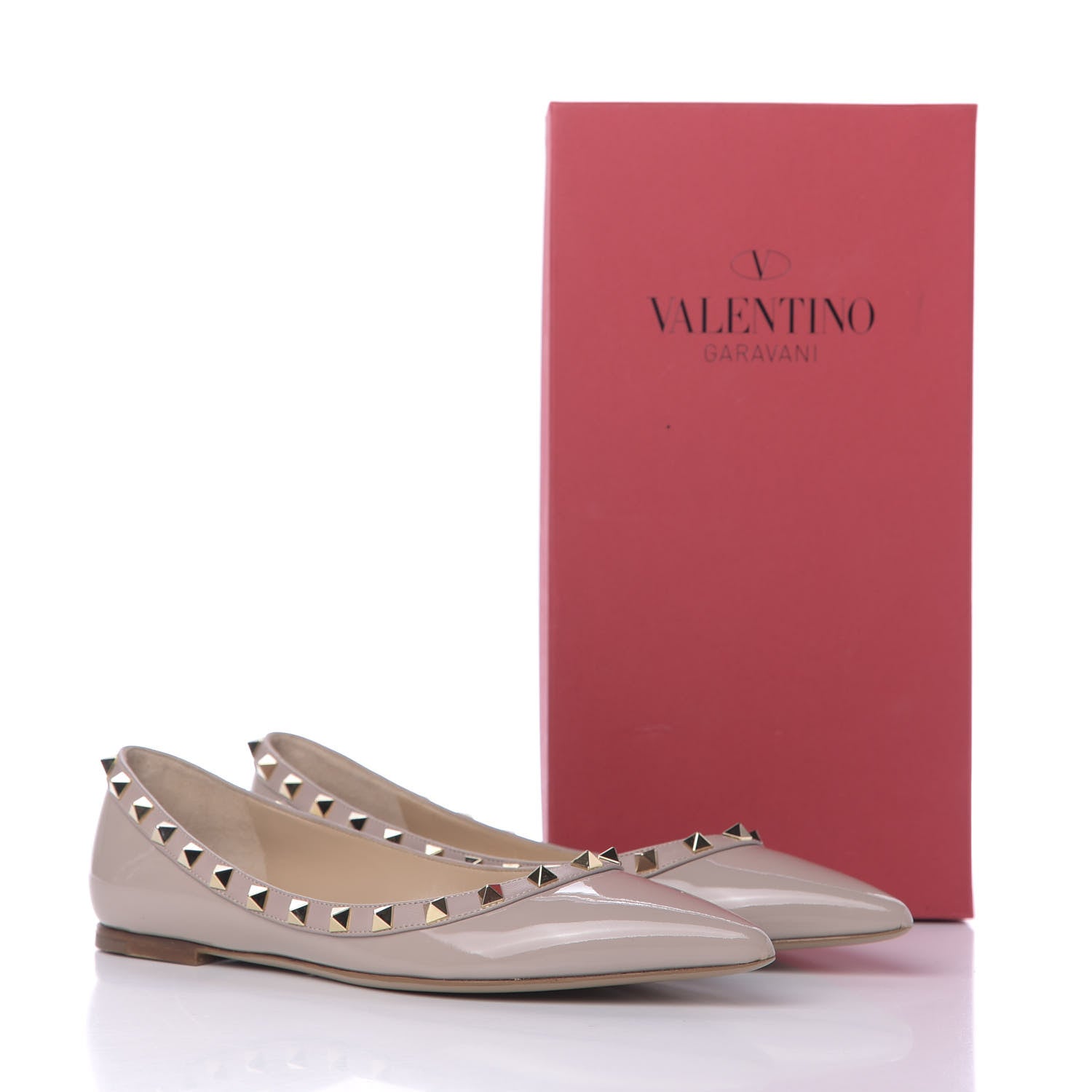 Valentino Garavani Patent Rockstud Ballerina Flats 39 Poudre 10 of 10