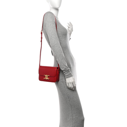 Celine Shiny Calfskin Medium Triomphe Red 2 of 10