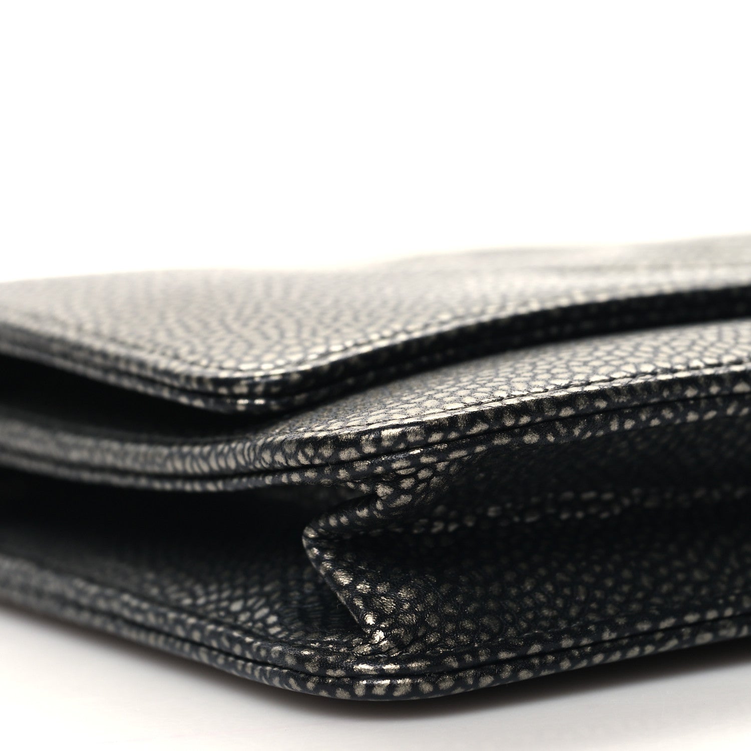 Chanel Metallic Caviar Timeless CC Wallet On Chain WOC Grey 10 of 11