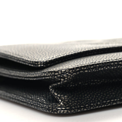 Chanel Metallic Caviar Timeless CC Wallet On Chain WOC Grey 10 of 11
