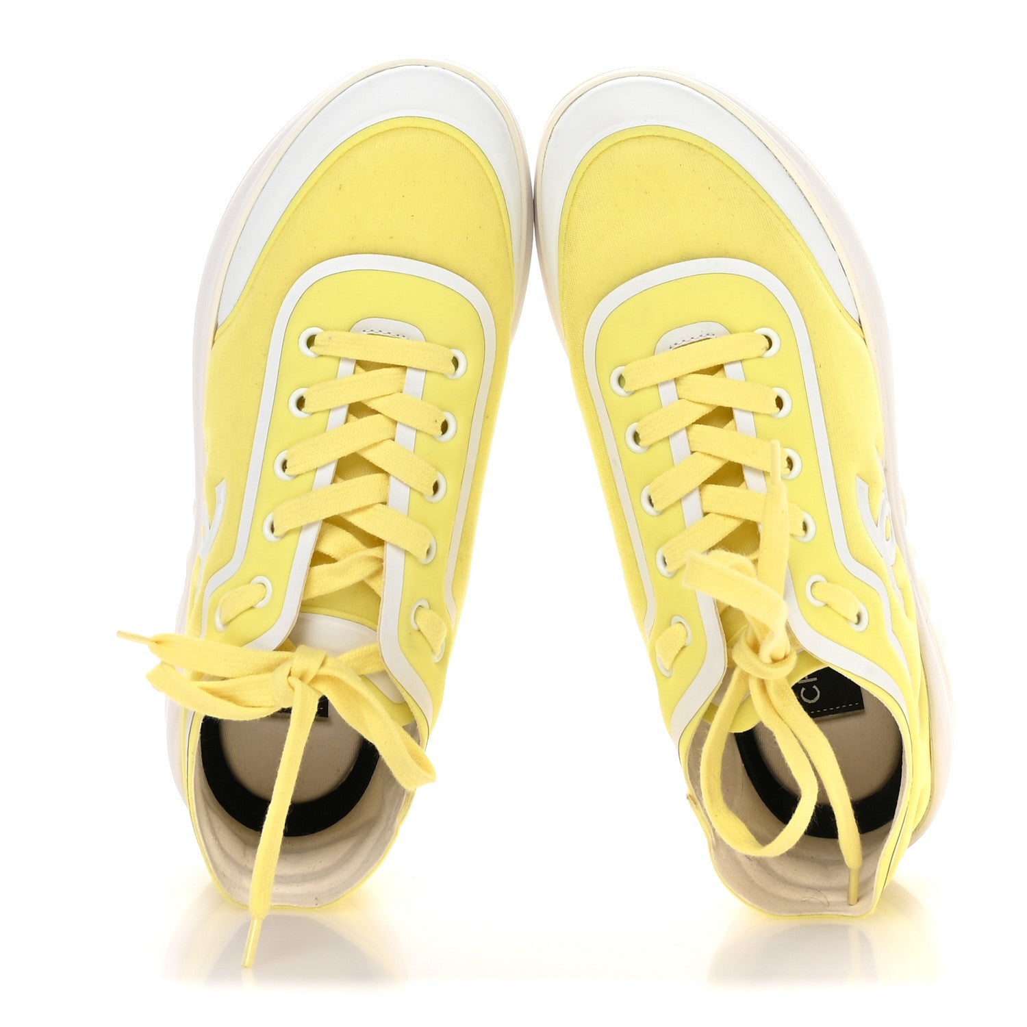 Chanel Calfskin Mesh Lycra Logo Sneakers 39.5 Yellow 1808088