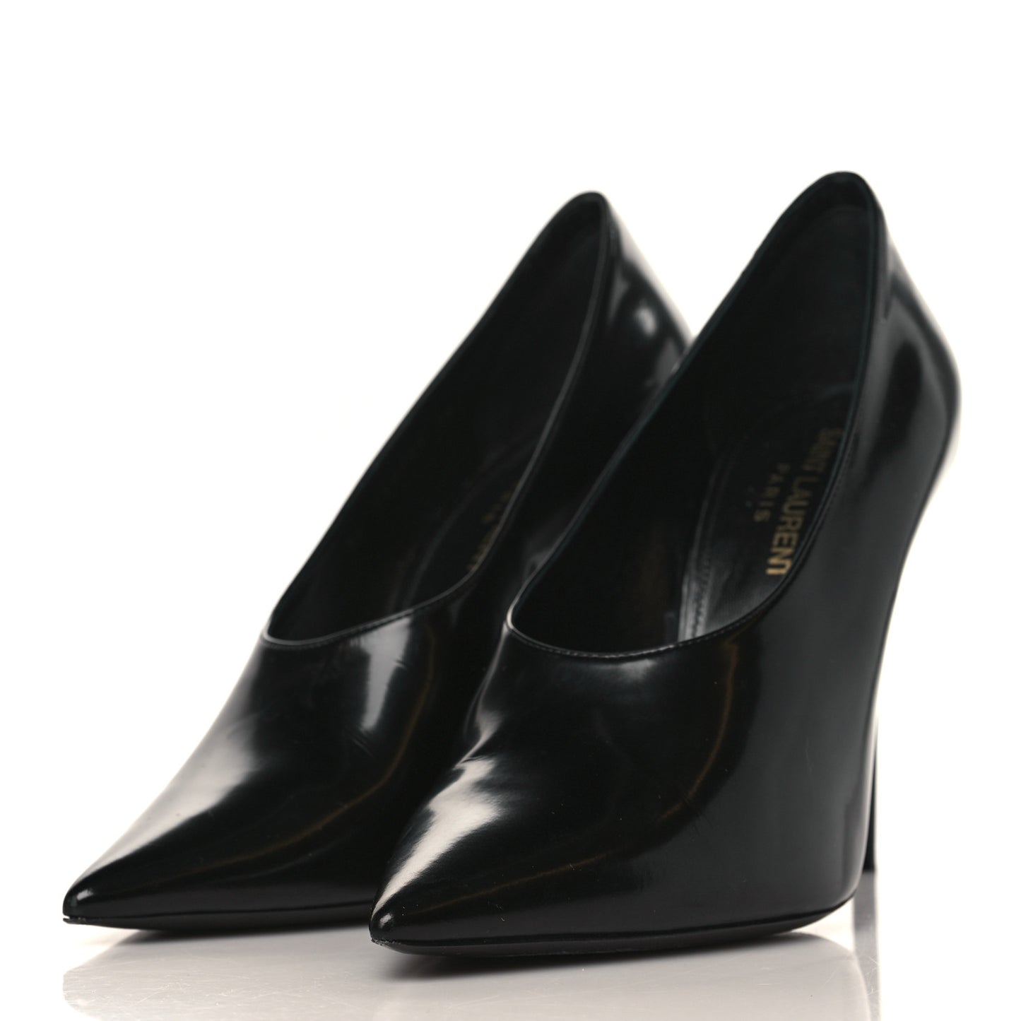 Patent Calfskin Teddy High Vamp 105 Pumps 38 Black