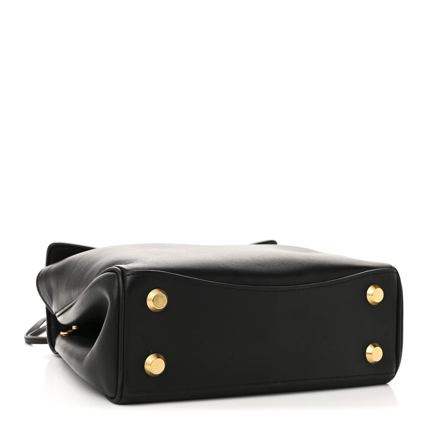 Natural Smooth Calfskin Mini Rodeo Top Handle Handbag Black
