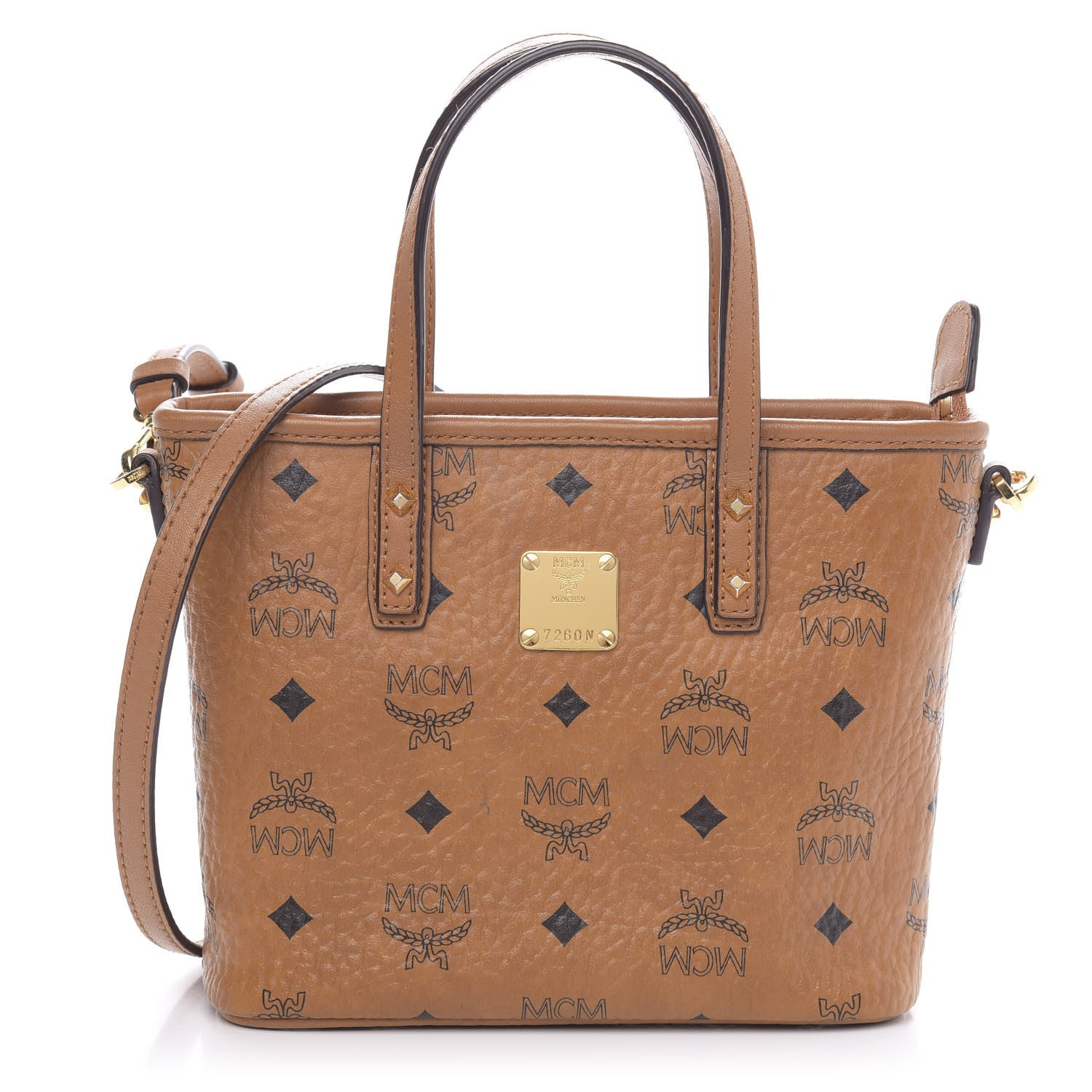 MCM Visetos Mini Toni Tote Cognac 1 of 8