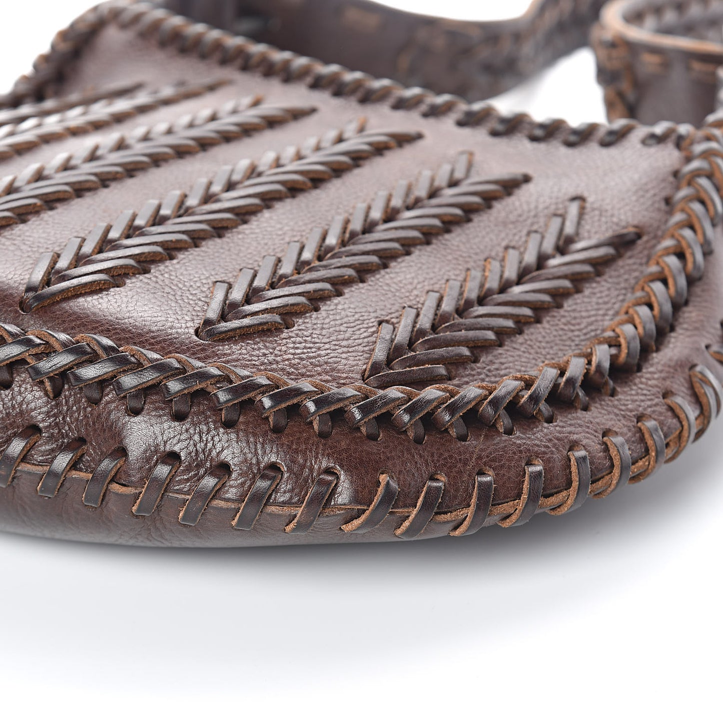 Calfskin Braided Oyster Dark Brown
