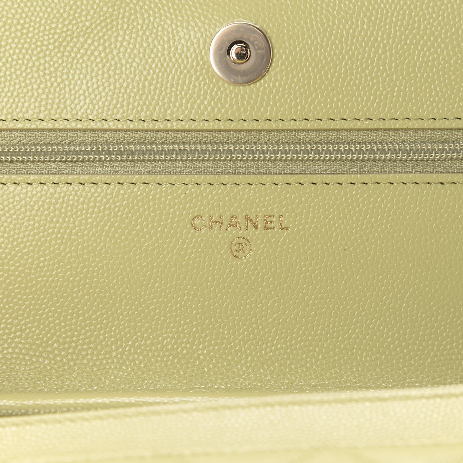 Chanel Caviar Quilted French New Wave Chain CC Wallet On Chain WOC Light Green 8 of 12