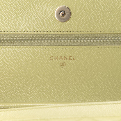 Chanel Caviar Quilted French New Wave Chain CC Wallet On Chain WOC Light Green 8 of 12