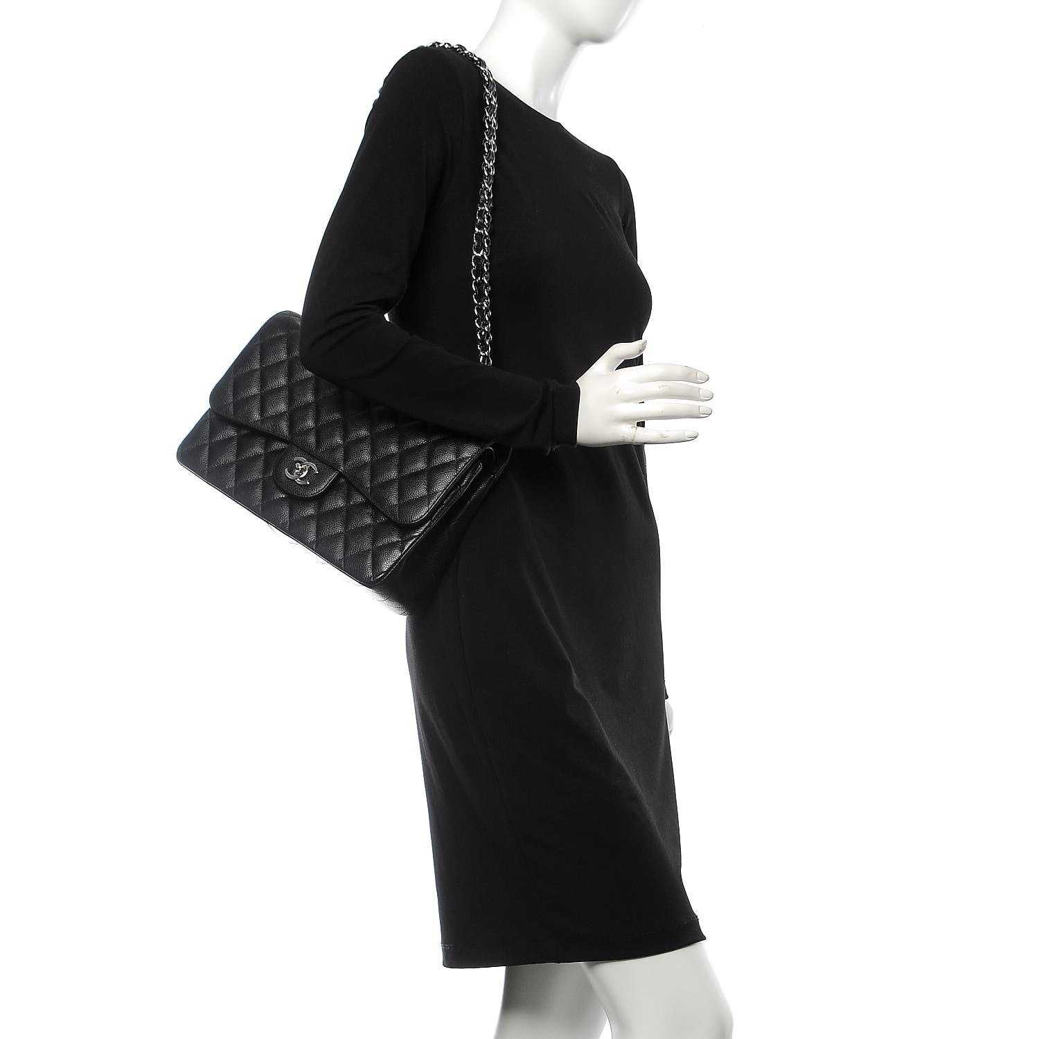 Chanel Caviar Quilted Jumbo Double Flap Black 2 of 7