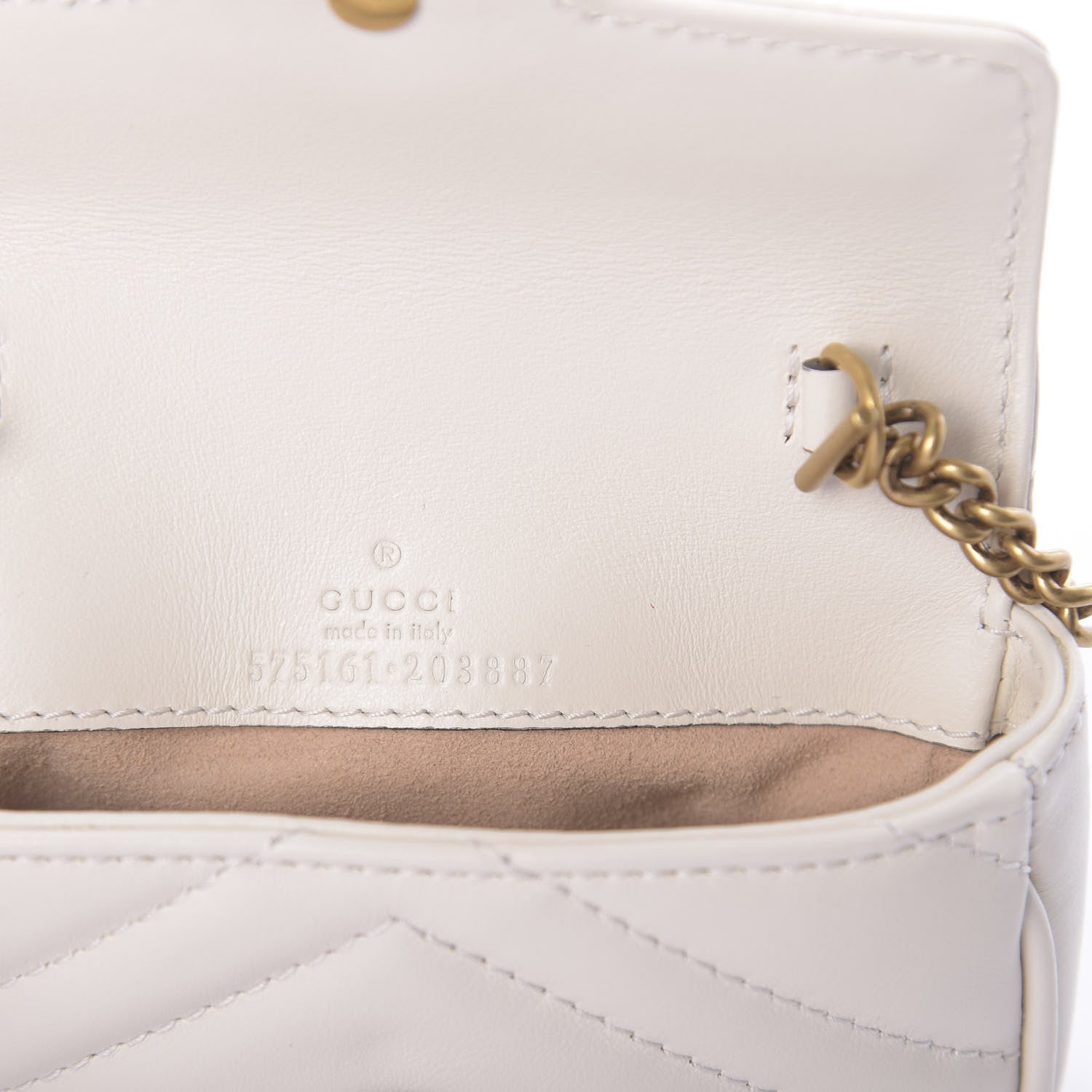 Gucci Calfskin Matelasse Heart GG Marmont 2.0 Coin Purse On A Chain Mystic White 8 of 10